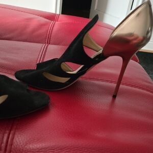 Jimmy Choo Black and Gold Cutout Heels